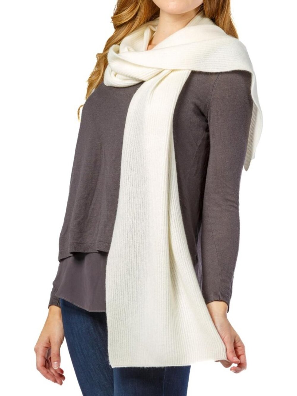 Luxurious 100% Cashmere Ribbed Knit Winter Scarf | Soft, Warm, Stylish Accessory